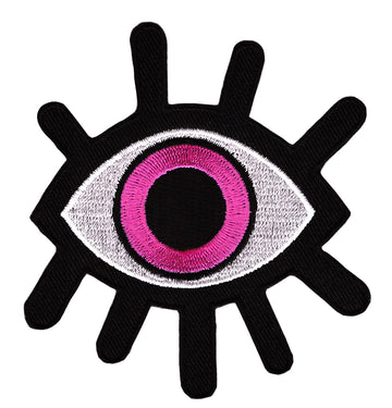 #ad64 Auge Rosa Pink Wimpern Aufnäher Bügelbild Applikation Größe 7,3 x 8,6 cm