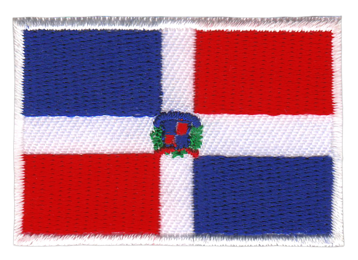 #aa49 Small Flag Dom Rep Dominican Republic Iron-On Patch Size 4.7 x 3.2 cm