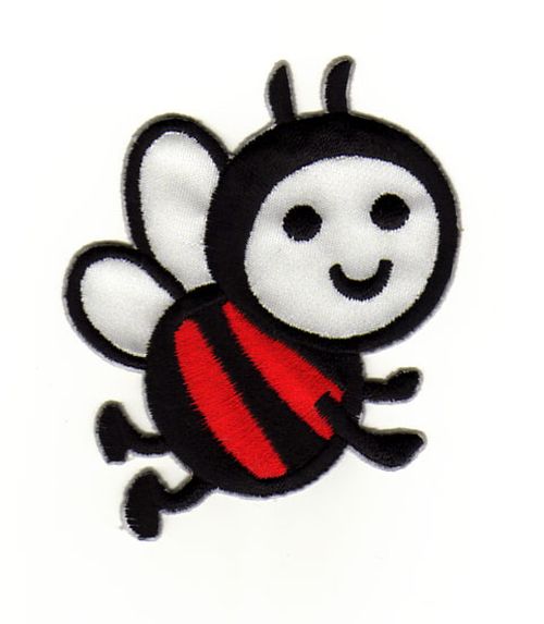 #aa42 Bumblebee Bee Red Black Children's Patch Iron-On Application Patch Size 6.0 x 7.5 cm