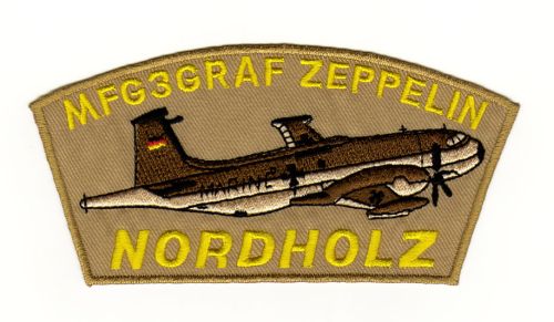 #ae03 MFG 3 Graf Zeppelin Nordholz Abzeichen Braun Aufnäher Flugzeug Applikation Bügelbild Patch Größe 14,0 x 7,4 cm