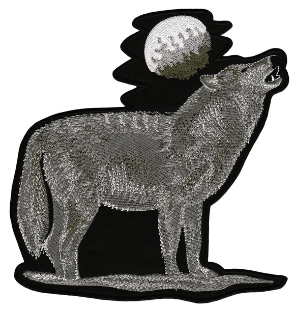 #Backpatch #69 Heulender Wolf Mond Center Patch Biker Kutte Rückenaufnäher Back Patch Groß 21 x 22,2 cm