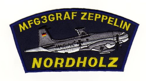 #ae02 MFG 3 Graf Zeppelin Nordholz Badge Blue Patch Airplane Application Iron-On Patch Size 14.0 x 7.4 cm