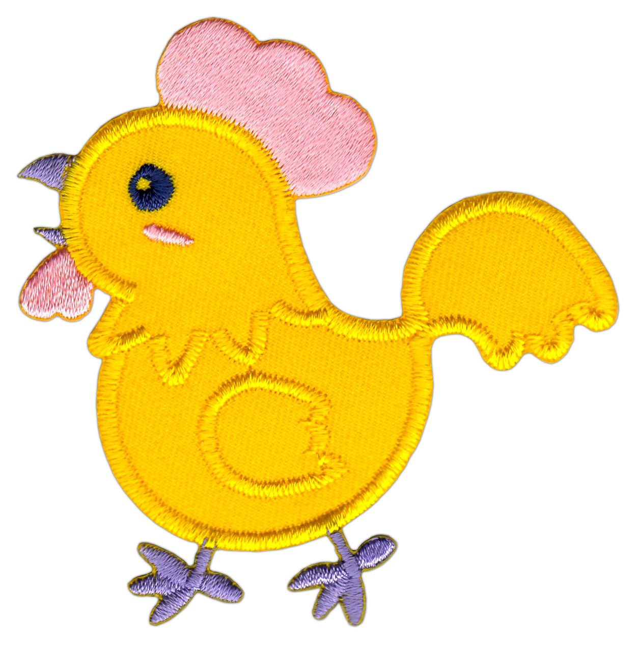 #ag50 Chick Yellow Chicken Bird Patch Iron-On Applique Patch Size 7.5 x 7.5 cm