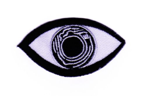 #ac52 Auge Schwarz Weiß Tattoo Aufnäher Patch Bügelbild Applikation Größe 7,5 x 4,0 cm
