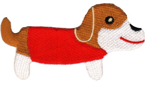 #ab32 Hund Dackel Tier Aufnäher Bügelbild Patch Applikation Größe 10,0 x 5,4 cm