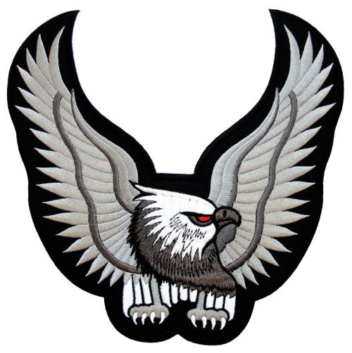 #Backpatch #08 Adler Grau XXL Biker Rückenaufnäher Back Patch Eagle Groß 24 x 24 cm