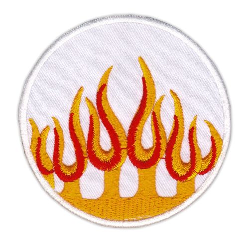 #ab95 Flammen Feuer Weiß Aufnäher Applikation Patch Bügelbild Größe 8,0 x 8,0 cm