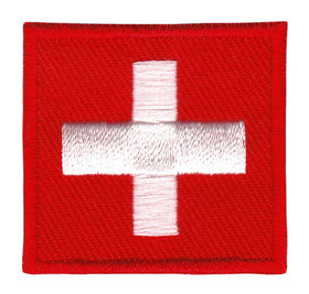 #bk02 Schweiz Flagge Klein Switzerland Aufnäher Bügelbild Applikation Patch Größe 3,5 x 3,5 cm