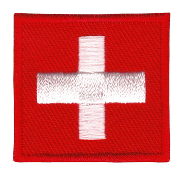 #bk02 Schweiz Flagge Klein Switzerland Aufnäher Bügelbild Applikation Patch Größe 3,5 x 3,5 cm