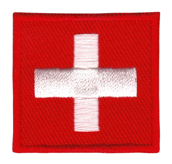 #bk02 Schweiz Flagge Klein Switzerland Aufnäher Bügelbild Applikation Patch Größe 3,5 x 3,5 cm