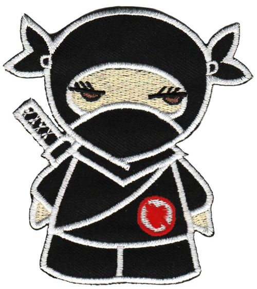 #ab48 Ninja Kämpfer Comic Aufnäher Patch Bügelbild Applikation Größe 7,6 x 8,4 cm