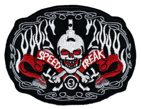 #ab79 Speed ​​Freak Biker Skull Patch Iron-On Application Patch Size 10.0 x 7.5 cm