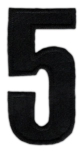 #as44 Number Five Black Number 5 Patch Iron-On Application Patch Size 2.5 x 5.0 cm