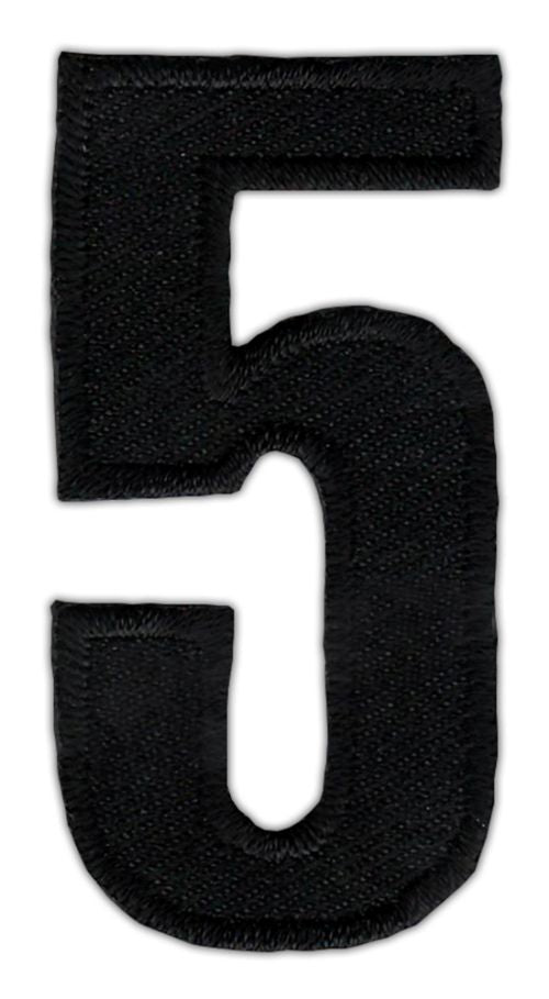 #as44 Nummer Fünf Schwarz Zahl 5 Aufnäher Bügelbild Applikation Patch Größe 2,5 x 5,0 cm