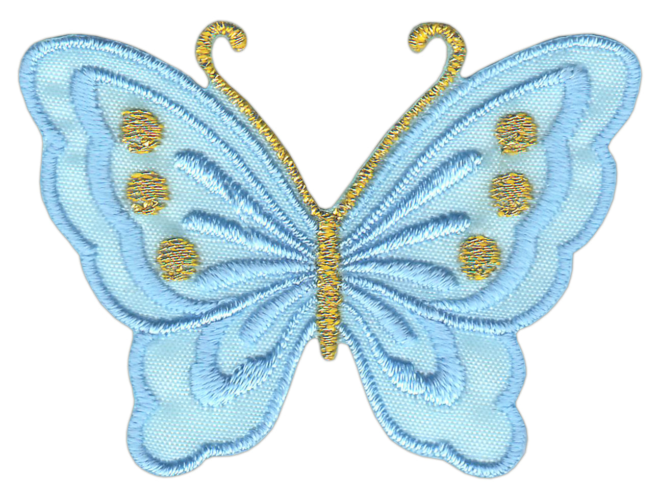 #bk53 Butterfly small light blue blue patch iron-on application patch size 5.2 x 3.7 cm