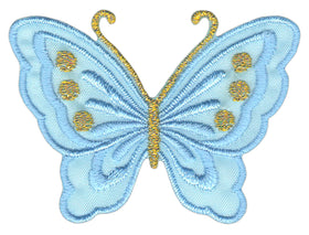 #bk53 Schmetterling klein Hellblau Blau Aufnäher Bügelbild Applikation Aufbügler Patch Größe 5,2 x 3,7 cm