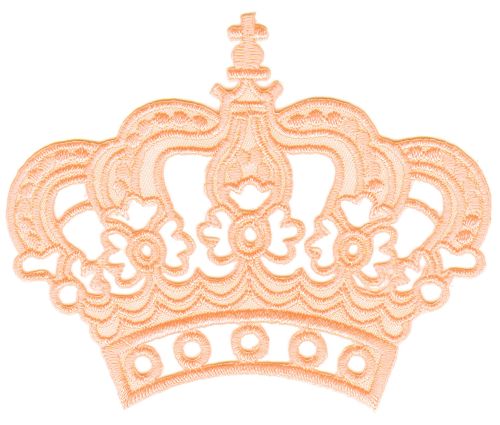#ac71 Crown Salmon Pink Patch Princess Iron-On Application Patch Size 8.0 x 6.5 cm