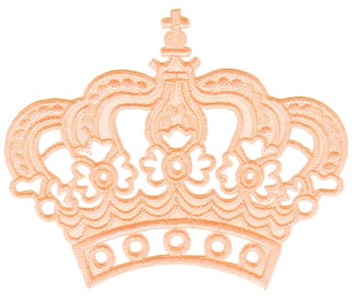 #ac71 Krone Lachsrosa Aufnäher Prinzessin Bügelbild Applikation Patch Größe 8,0 x 6,5 cm