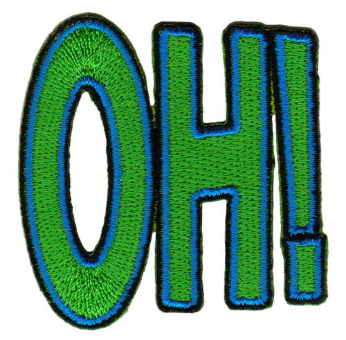 #ab74 OH ! Comic Sprechblase Aufnäher Applikation Patch Bügelbild Größe 5,5 x 5,8 cm