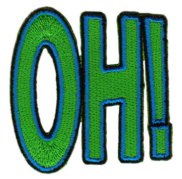 #ab74 OH ! Comic Sprechblase Aufnäher Applikation Patch Bügelbild Größe 5,5 x 5,8 cm
