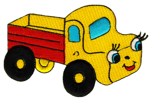 #ag64 Auto Gelb Kinder Aufnäher Bügelbild Applikation Aufbügler Patch Größe 10,0 x 6,5 cm