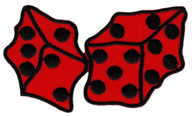 #bk38 Dice Red Rockabilly Patch Iron-On Application Patch Size 9.0 x 5.3 cm