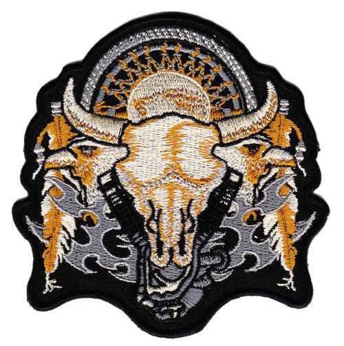 #ad55 Büffel Schädel Traumfänger Indianer Aufnäher Applikation Patch Bügelbild Größe 8,5 x 9,0 cm