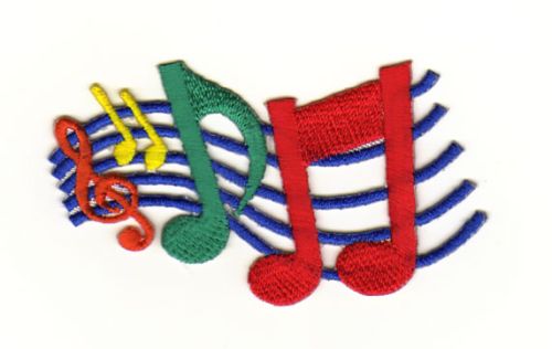 #aa04 Treble Clef Music Notes Patch Iron-On Application Size 7.4 x 5.0 cm