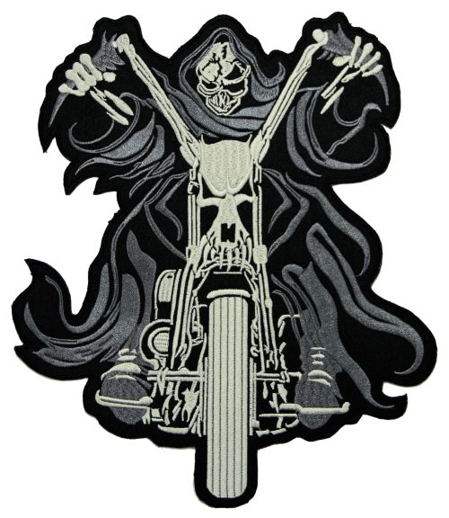 #Backpatch #16 Ghostrider Biker Skelett Motorrad Rückenaufnäher Back Patch Groß 21,5 x 25,5 cm