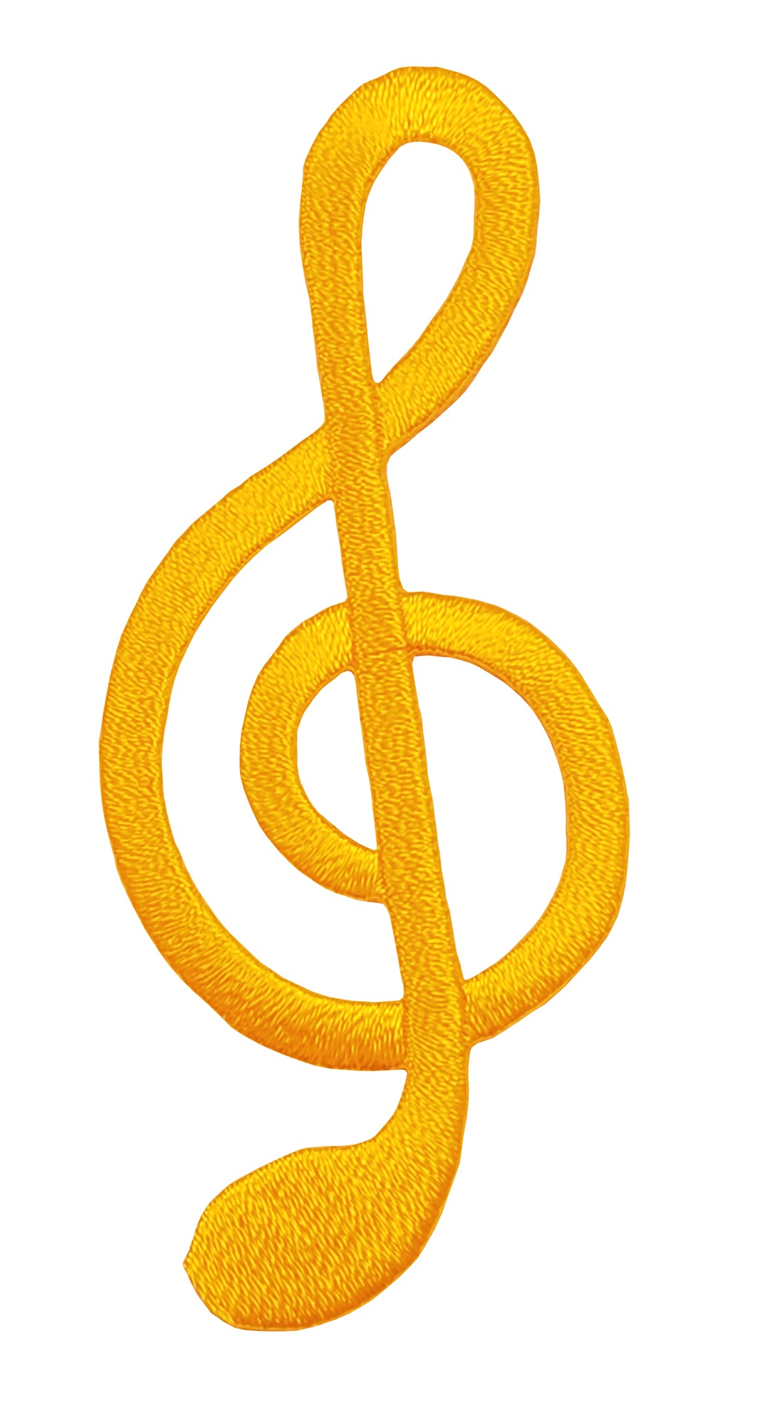 #aa03 Treble Clef Yellow Music Patch Iron-On Application Size 4.0 x 8.7 cm