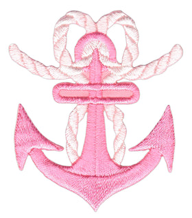 #ak82 Anchor Pink Seafaring Patch Application Iron-On Size 4.8 x 5.6 cm