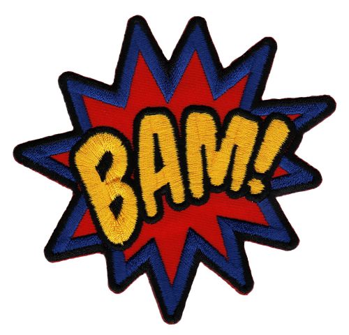 #ab87 BAM ! Comic Speech Bubble Patch Application Patch Iron-On Size 10.0 x 9.2 cm