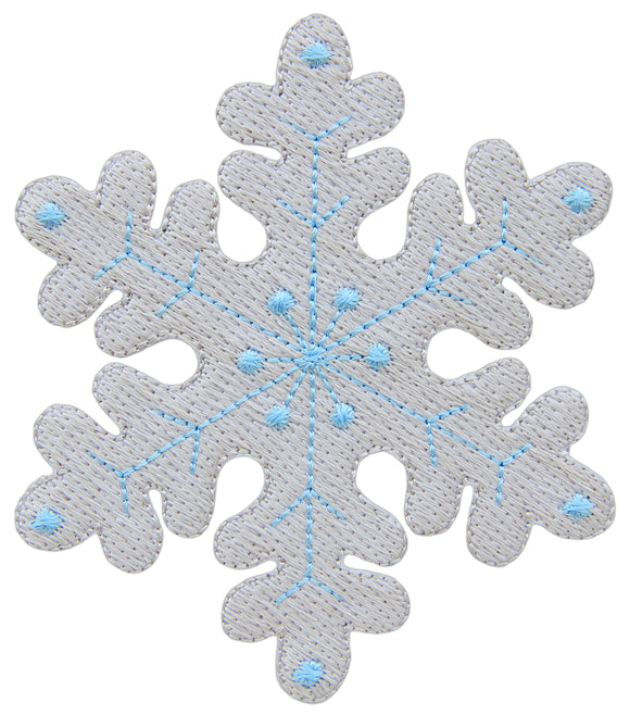 #bk35 Schneeflocke Eiskristall Winter Aufnäher Bügelbild Applikation Aufbügler Patch Größe 7,0 x 8,0 cm