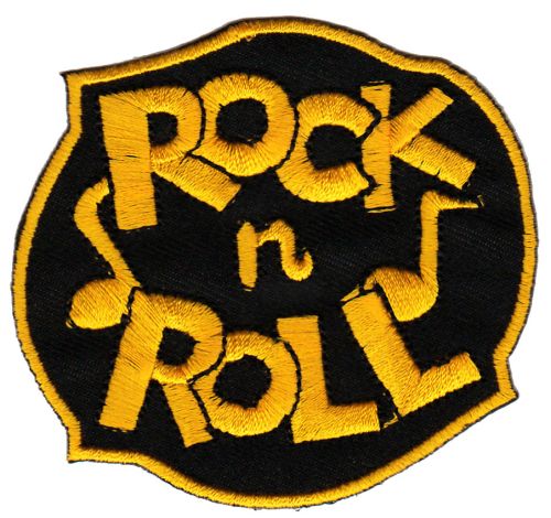 #ab03 Rock N Roll Aufnäher Gelb Applikation Bügelbild Patch Größe 7,5 x 6,9 cm