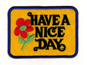 #ad96 Have A Nice Day Yellow Sew-On Application Iron-On Patch Size 9.0 x 6.5 cm