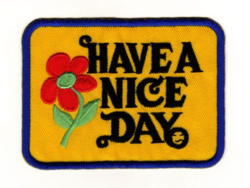 #ad96 Have A Nice Day Gelb Aufnäher Applikation Bügelbild Patch Größe 9,0 x 6,5 cm