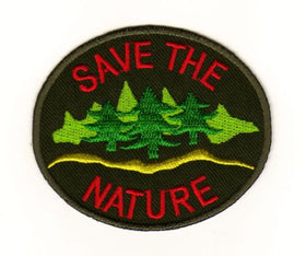 #ad92 Save the Nature Green Environmental Protection Patch Application Iron-On Size 8.0 x 6.8 cm