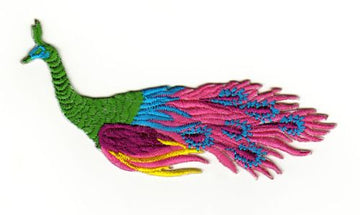 #aa62 Vogel Pfau Fasan Rot Aufnäher Bügelbild Applikation Patch Größe 11,0 x 6,8 cm