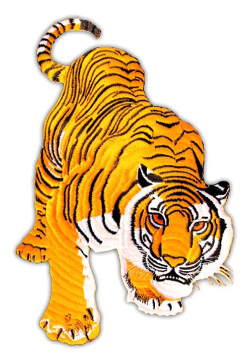 #ad14 Tiger Patch Large Big Cat Iron-On Applique Patch 9.7 x 15.2 cm