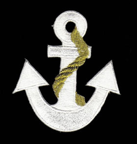#ad57 Anchor White Rockabilly Patch Iron-On Application Patch Size 6.0 x 7.0 cm