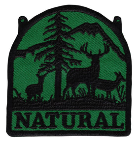 #ae18 Natural Green Deer Mountains Forest Nature Sew-On Applique Iron-On Patch Size 6.8 x 7.0 cm