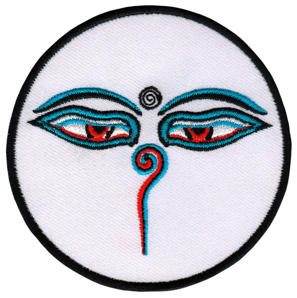 #bk98 Buddha Eyes Yoga Esoteric Om Patch Iron-On Application Patch Size 7.8 x 7.8 cm