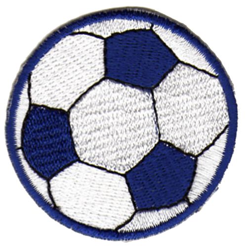 #ae40 Fußball Blau Weiß Ball Sport Aufnäher Applikation Bügelbild Flicken Patch Größe 5,3 x 5,3 cm