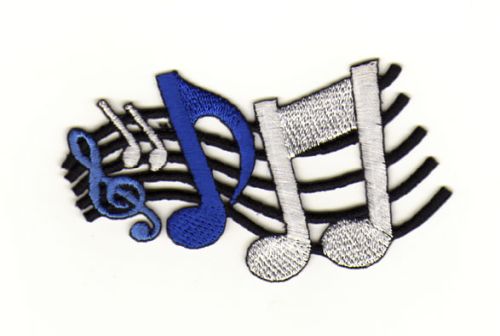 #aa10 Treble Clef Music Notes Patch Iron-On Application Size 7.4 x 5.0 cm