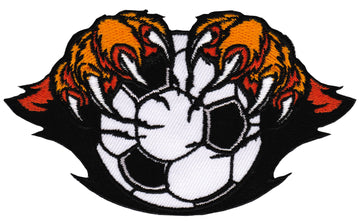 #ae65 Fußball Krallen Pranken Aufnäher Bügelbild Patch Flicken Applikation Größe 10,5 x 6,1 cm