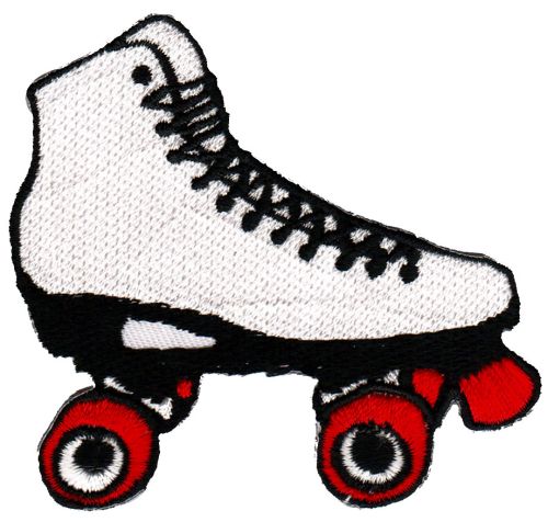 #ab56 Roller Skate White Patch Iron-On Application Patch Size 7.5 x 7.5 cm
