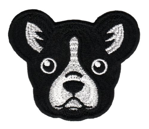 #ab62 French Bulldog Dog Patch Iron-On Application Size 7.6 x 6.6 cm