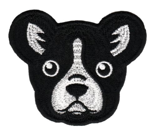 #ab62 Französische Bulldogge Hund Aufnäher Bügelbild Applikation Größe 7,6 x 6,6 cm