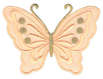 #bk61 Schmetterling klein Pfirsich Aufnäher Bügelbild Applikation Aufbügler Patch Größe 5,2 x 3,7 cm
