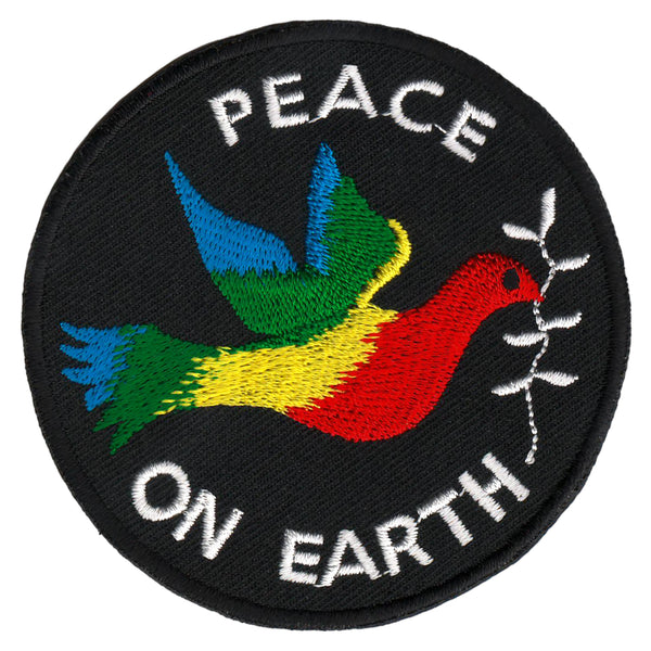 #ab07 Peace on Earth Friedenstaube Aufnäher Bügelbild Applikation 7,6 x 7,6 cm